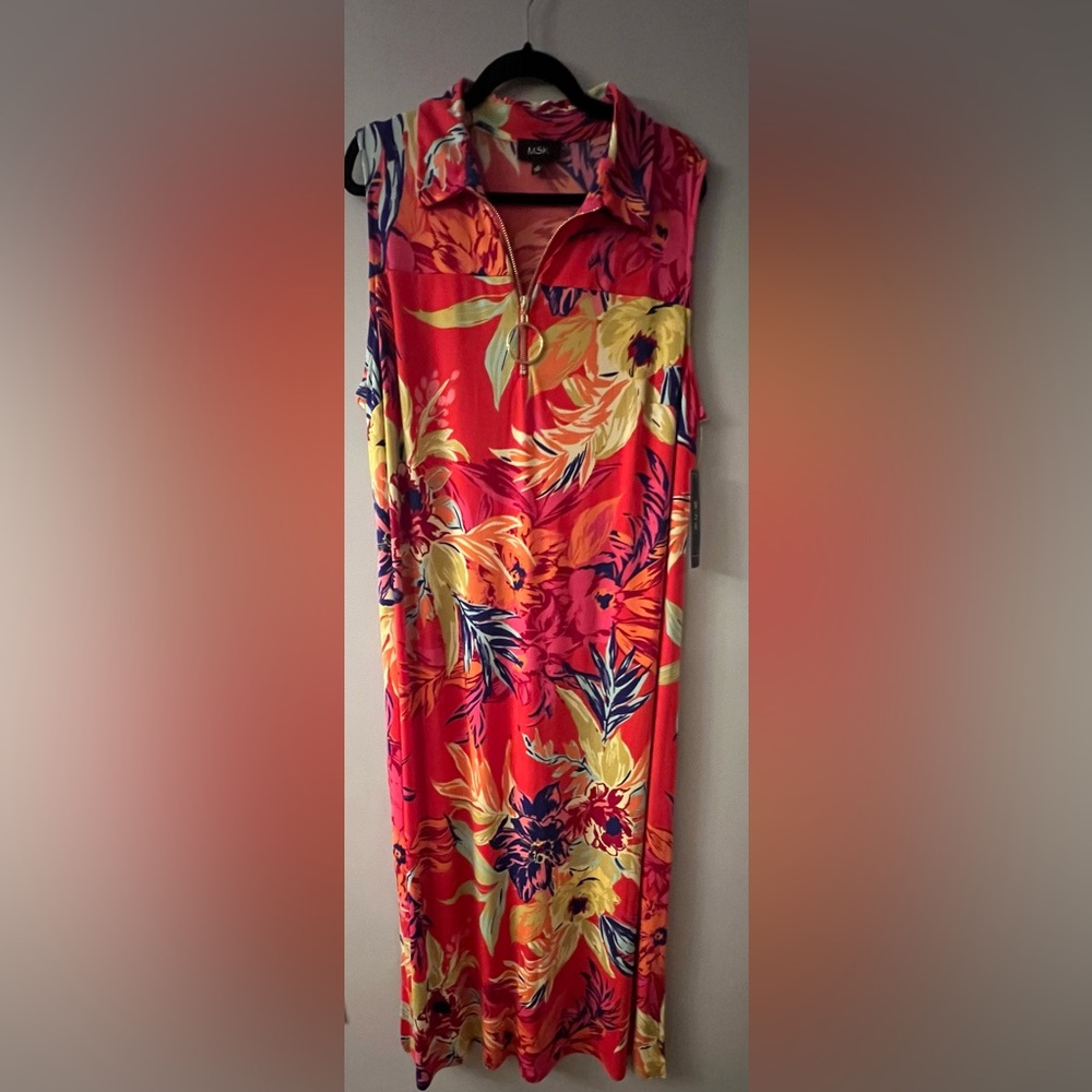 🆕 MSK Poppy Red Floral Maxi  Dress